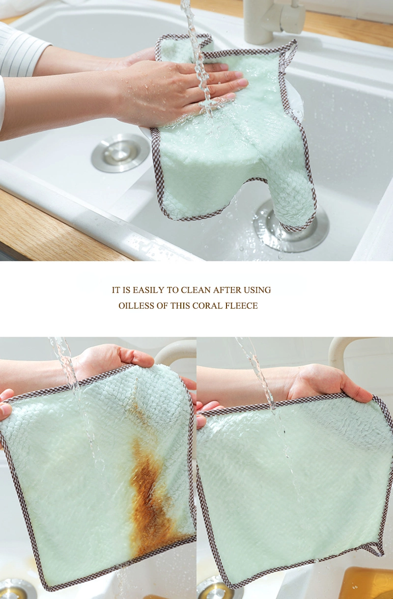 Multifunctional Super Soft Microfibre Coral Fleece Kitchen Cleaning Towel Dish Drying Cloth