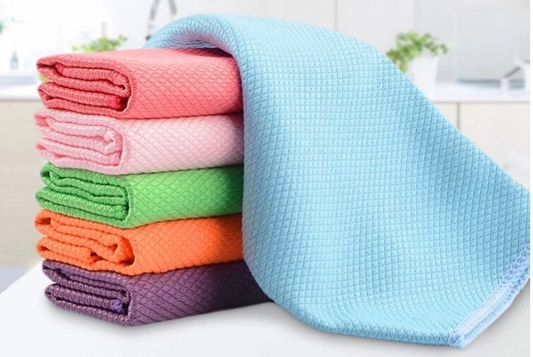 Diamond Microfiber Kitchen Towel Fish Scale Cloth French Terry Microfibre Towel for Glass Cleaning Car Care Towel