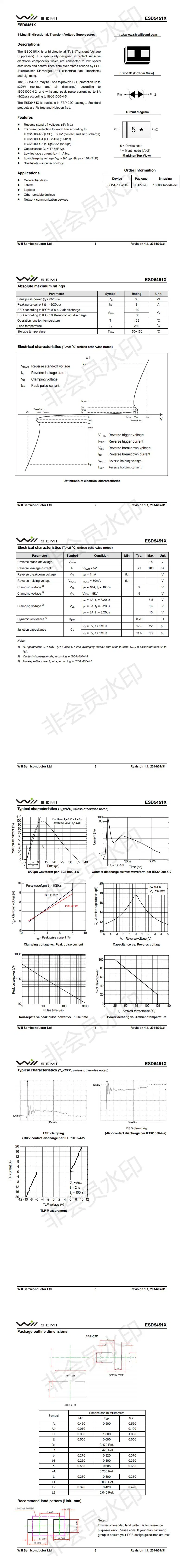 Electro-Static Discharge ESD5451X-2/Tr Eds Best Price Protection Device