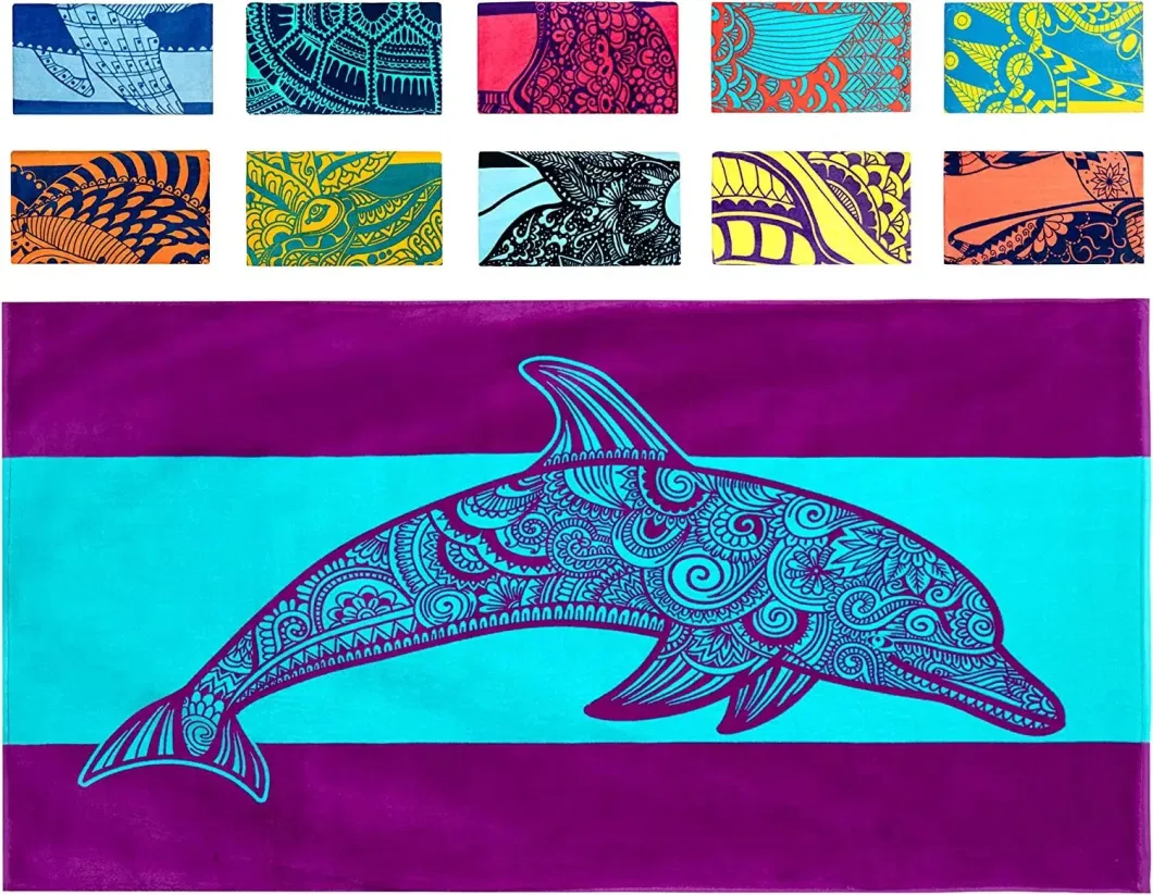 Turtle Tropical Blue Colors with Unique Design Extra Large Towels with Logo Custom Print Microfiber for Kids Adult Beach Towel