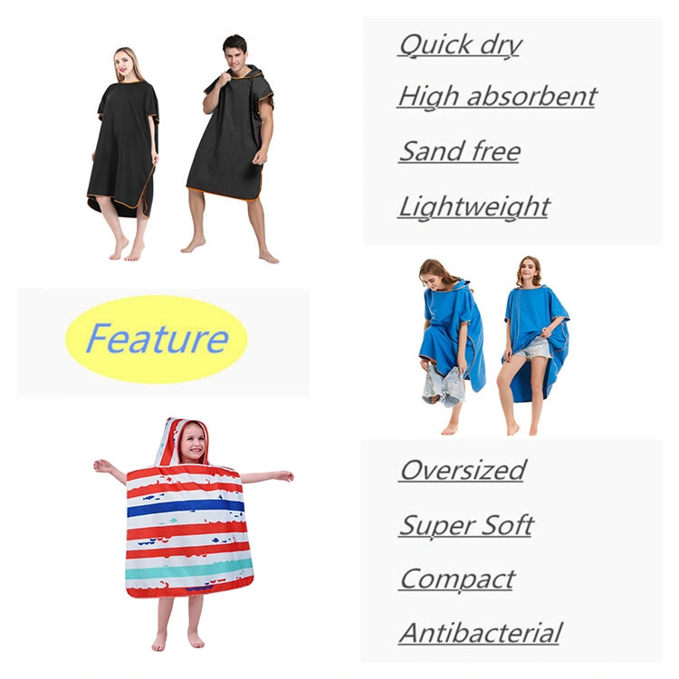 OEM Service Quick Dry Microfiber Suede Poncho Towel Microfibre