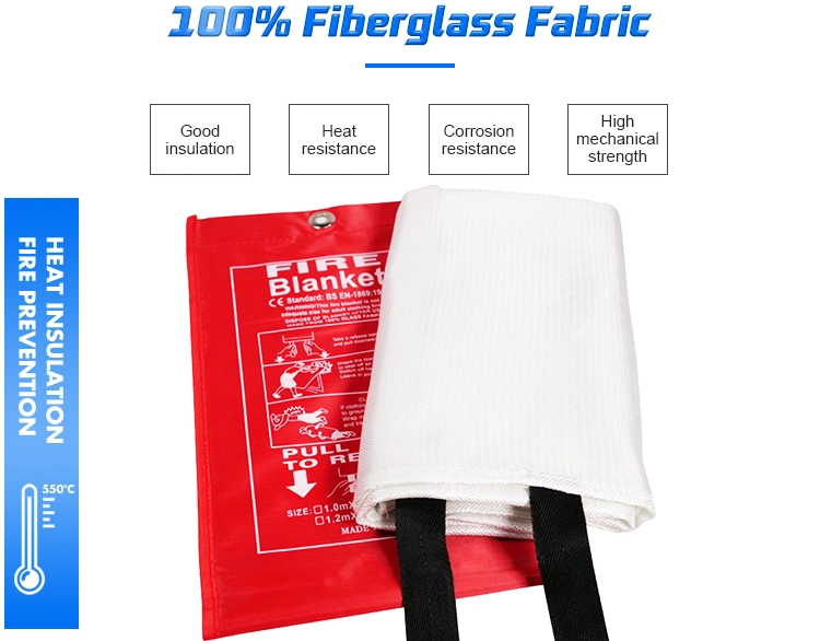 CE Approval 1*1 M Hard PVC Box 100% Fiberglass Fire Blanket