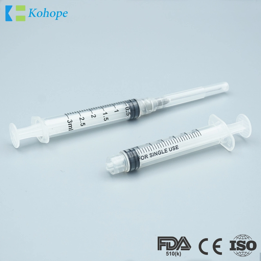 OEM 3 Part 1ml/3ml/5ml/10ml/20ml/50ml/60ml/100ml/150ml China Safety Simple Use Hypodermic Needle with High Quality