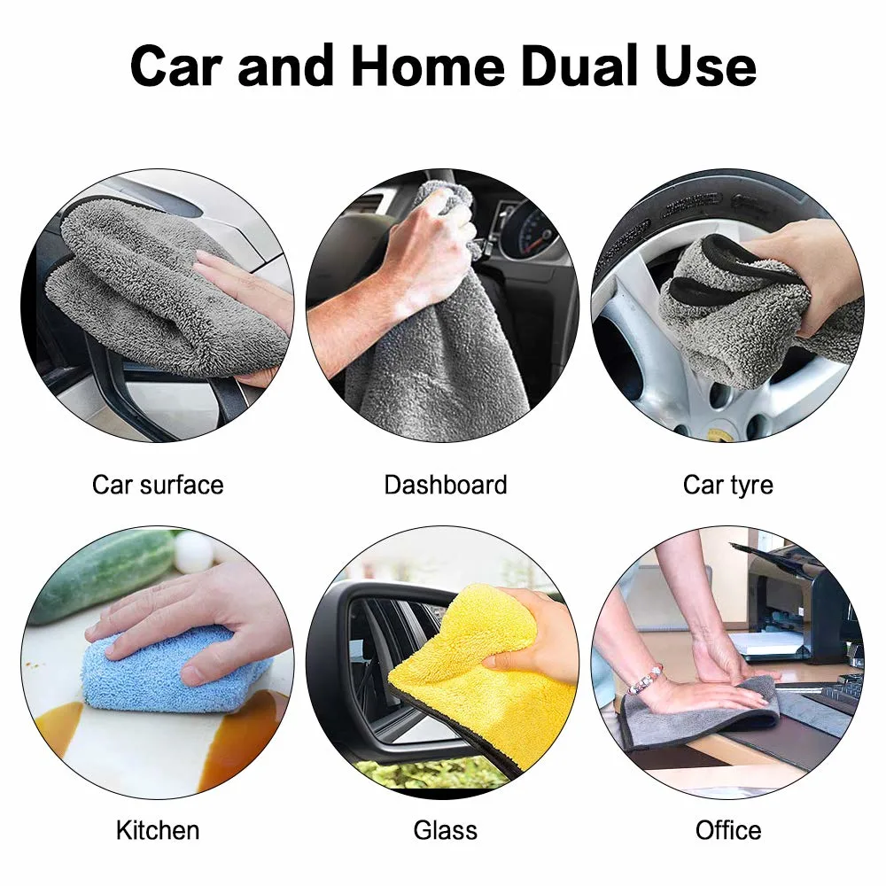 Warp-Knitted One Long Pile Loop and One Short Hair Terry Cleaning Cloth Detailing Car Wash Cleaning Drying Microfibra Panos Microfibre for Car Ceramic Painting