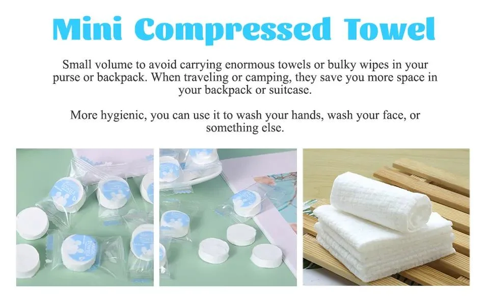 Customization Vacuum Packed Virginal Wash Disposable Washing Towel Coins Shape Plants Fiber Thickened Airline Disposal Towel
