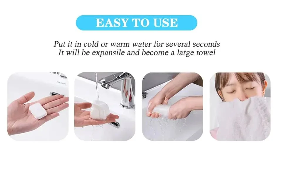 Customization Vacuum Packed Virginal Wash Disposable Washing Towel Coins Shape Plants Fiber Thickened Airline Disposal Towel