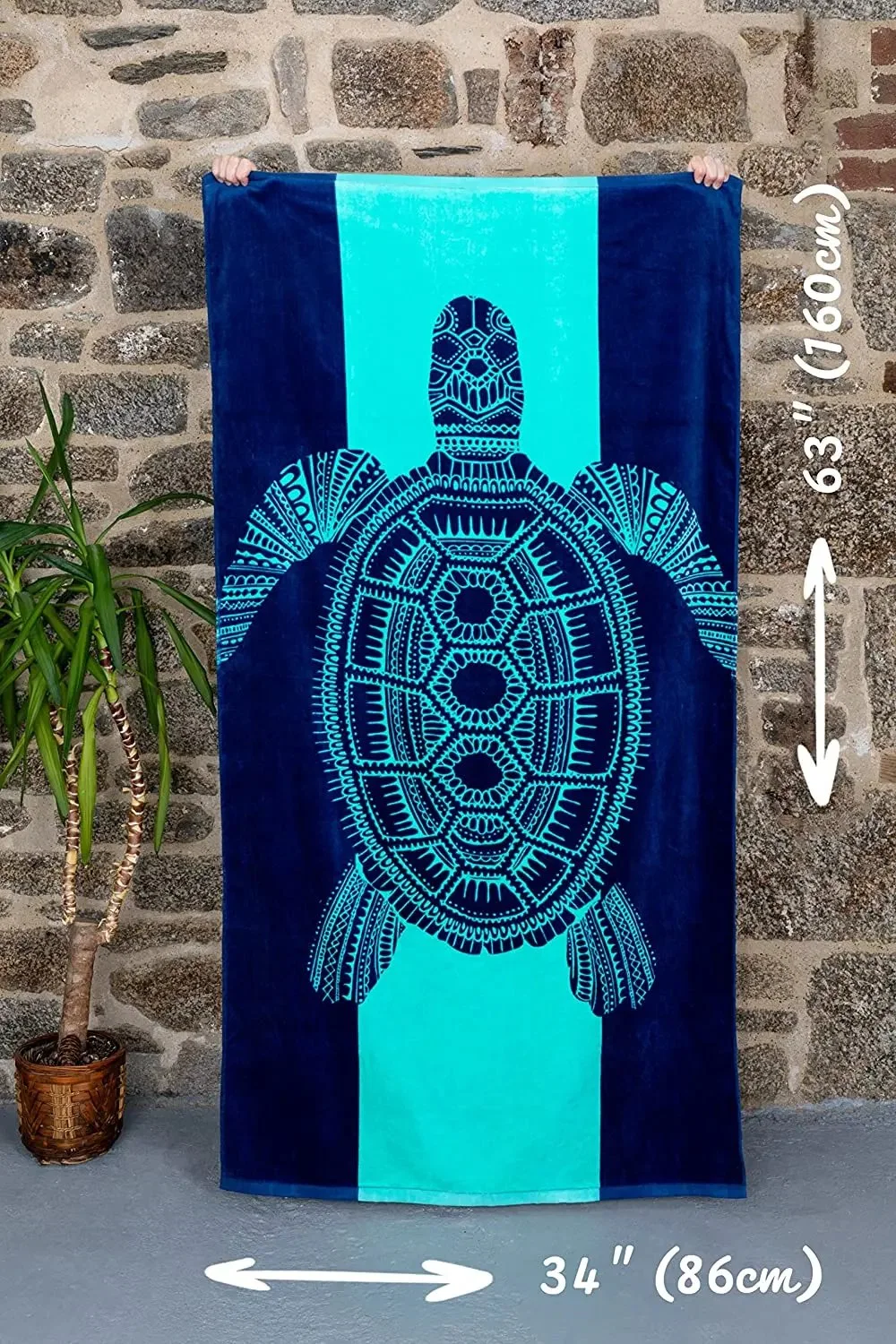 Turtle Tropical Blue Colors with Unique Design Extra Large Towels with Logo Custom Print Microfiber for Kids Adult Beach Towel