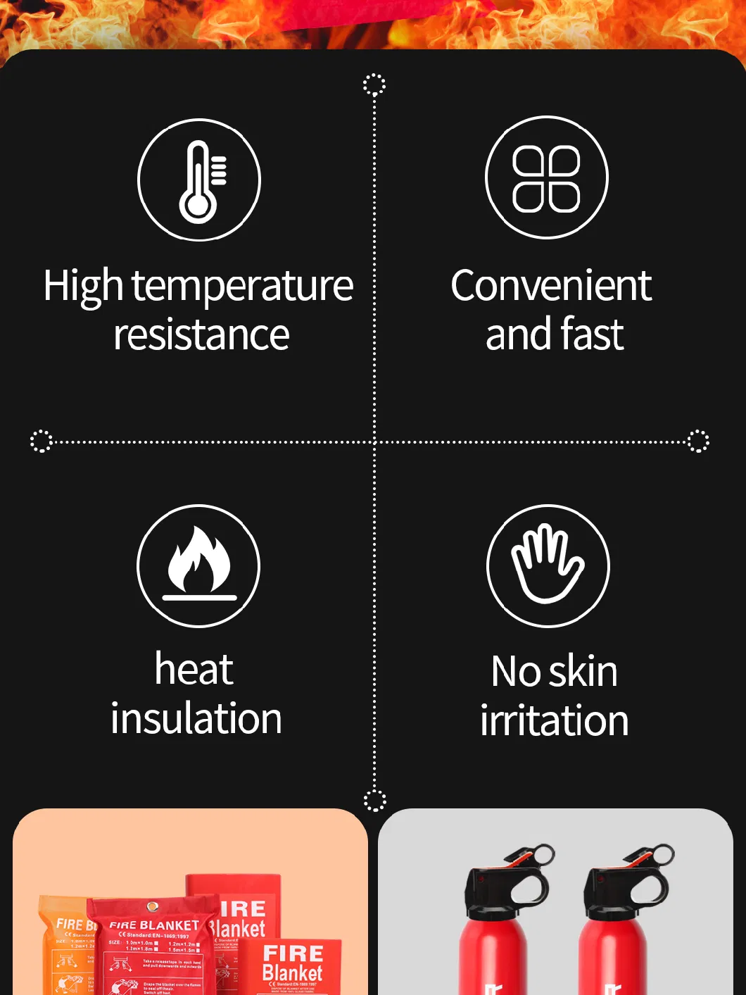 Emergency Survival Extinguishing Fireproof Fiberglass Fire Blankets for Gas Station