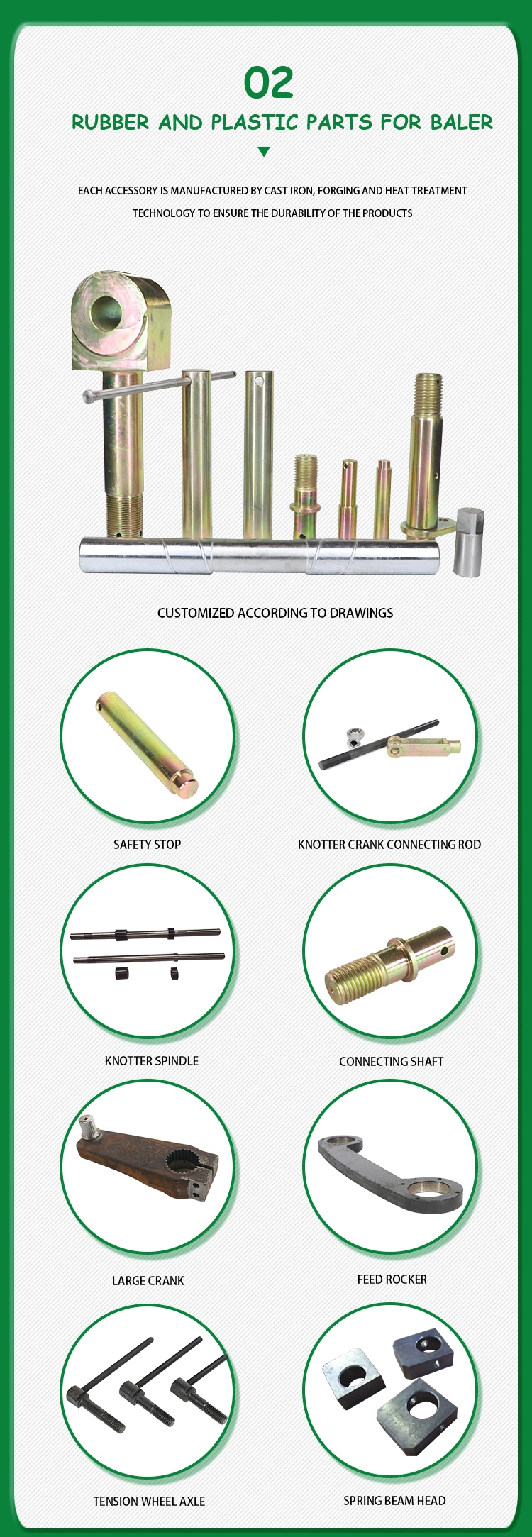 Custom Baler Machine Parts 0855483 Needle Quadrant 1200 Needle