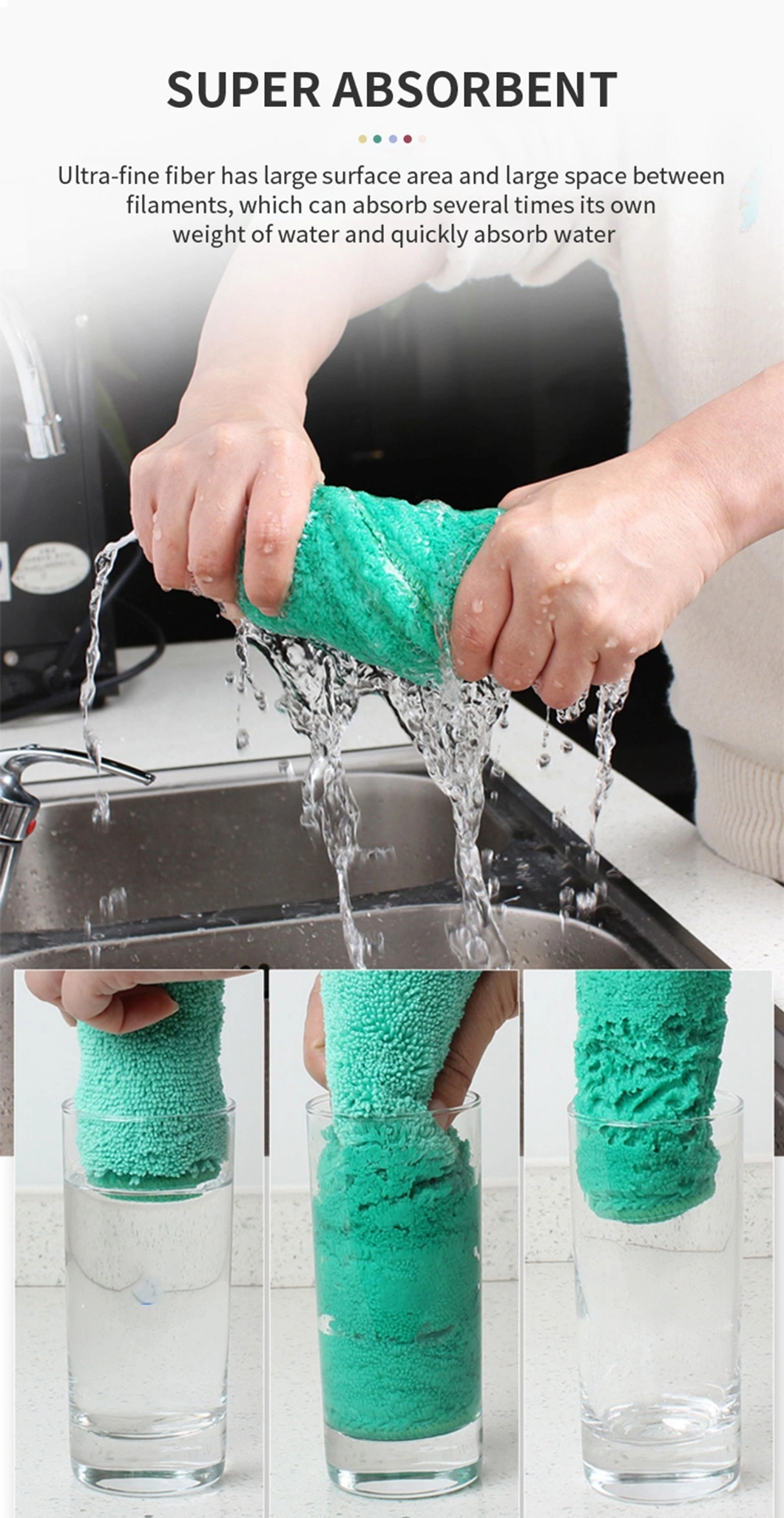 80%Polyester&20%Polyamide Microfibre Car Wash Drying Cloth Dish Kitchen Cleaning Cloth Microfiber Towel