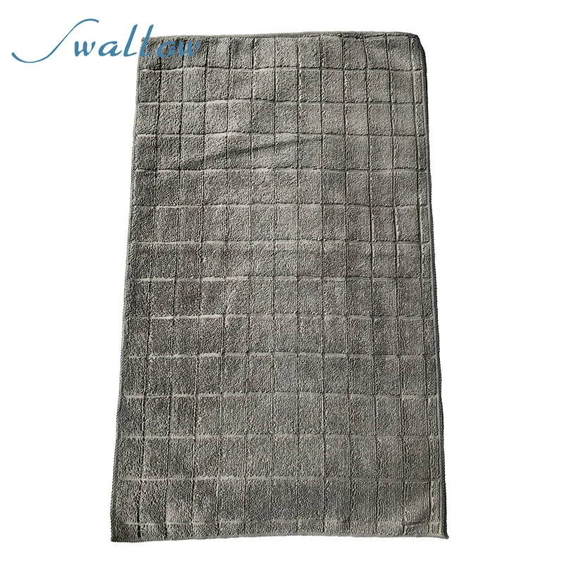 Microfiber-Cloth Warp-Knitted Towel Grey Color 40*65cm Microfiber Lattice Towel