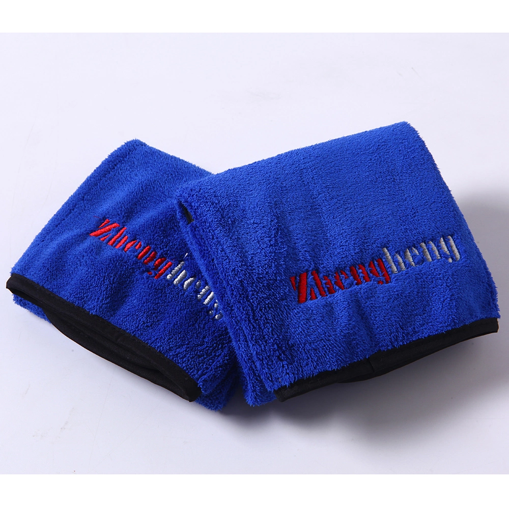 Single or Double Layer 300GSM 600GSM 1200GSM 1400GSM Coral Fleece Cleaning Cloth Plush Microfiber Car Drying Towel with Custom Embroidery Logo