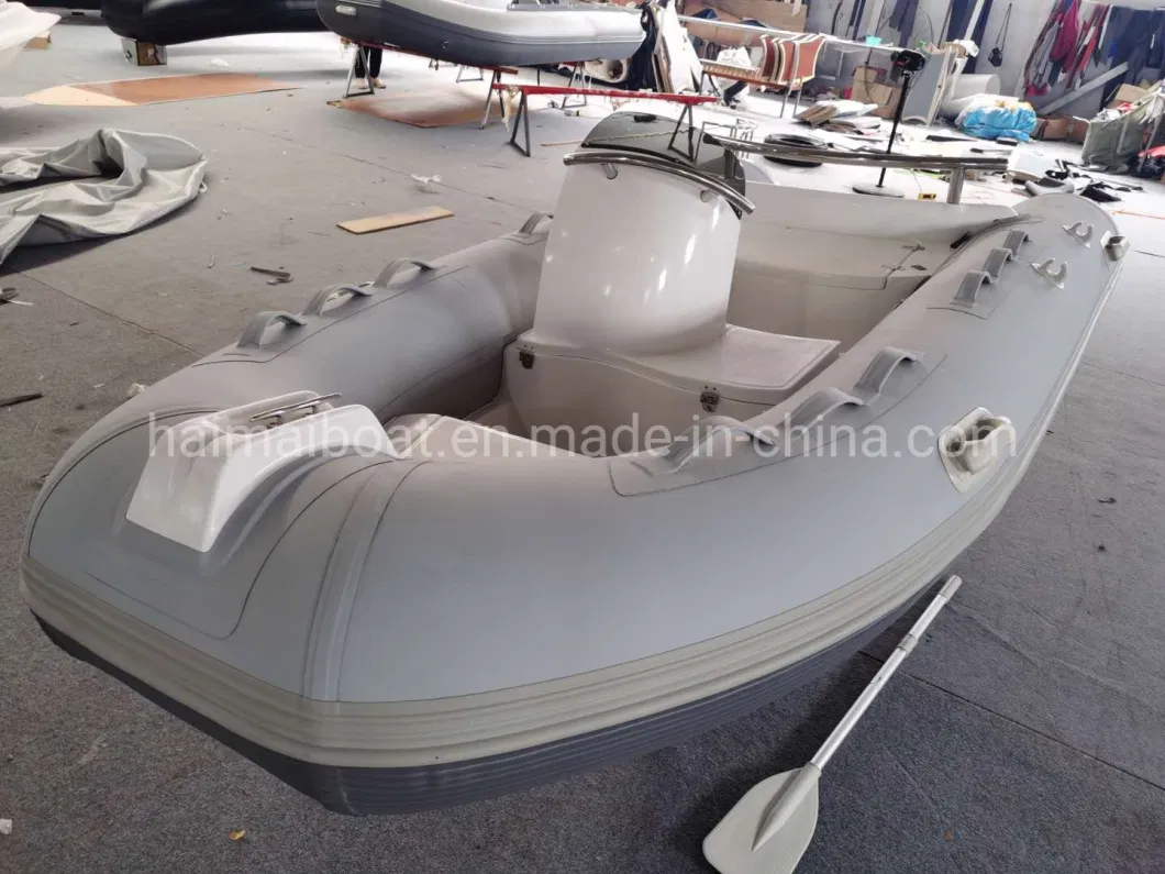 China Hot Selling Product 10.8FT 3.3m Fiberglass Rigid Hull with Orca Hypalon Heytex PVC Inflatable Speed Boat