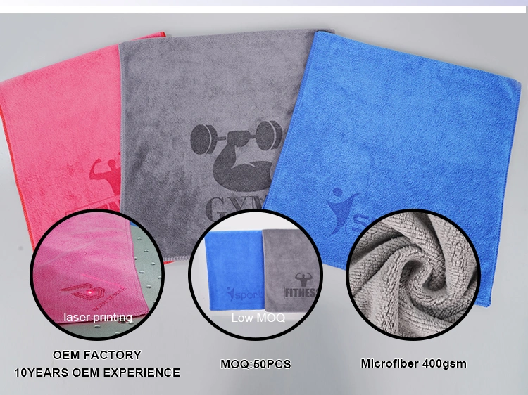 Recycled Microfiber Gym Towel Antibacterial Terry Cloth Gym Microfibre Towels