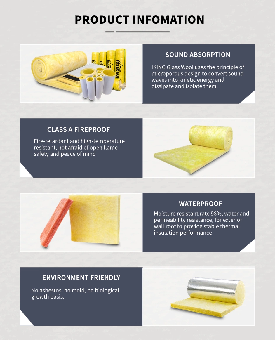 CE Certified Fiber Glass Wool Blanket for Heat and Thermal Insulation Sound Construction Material