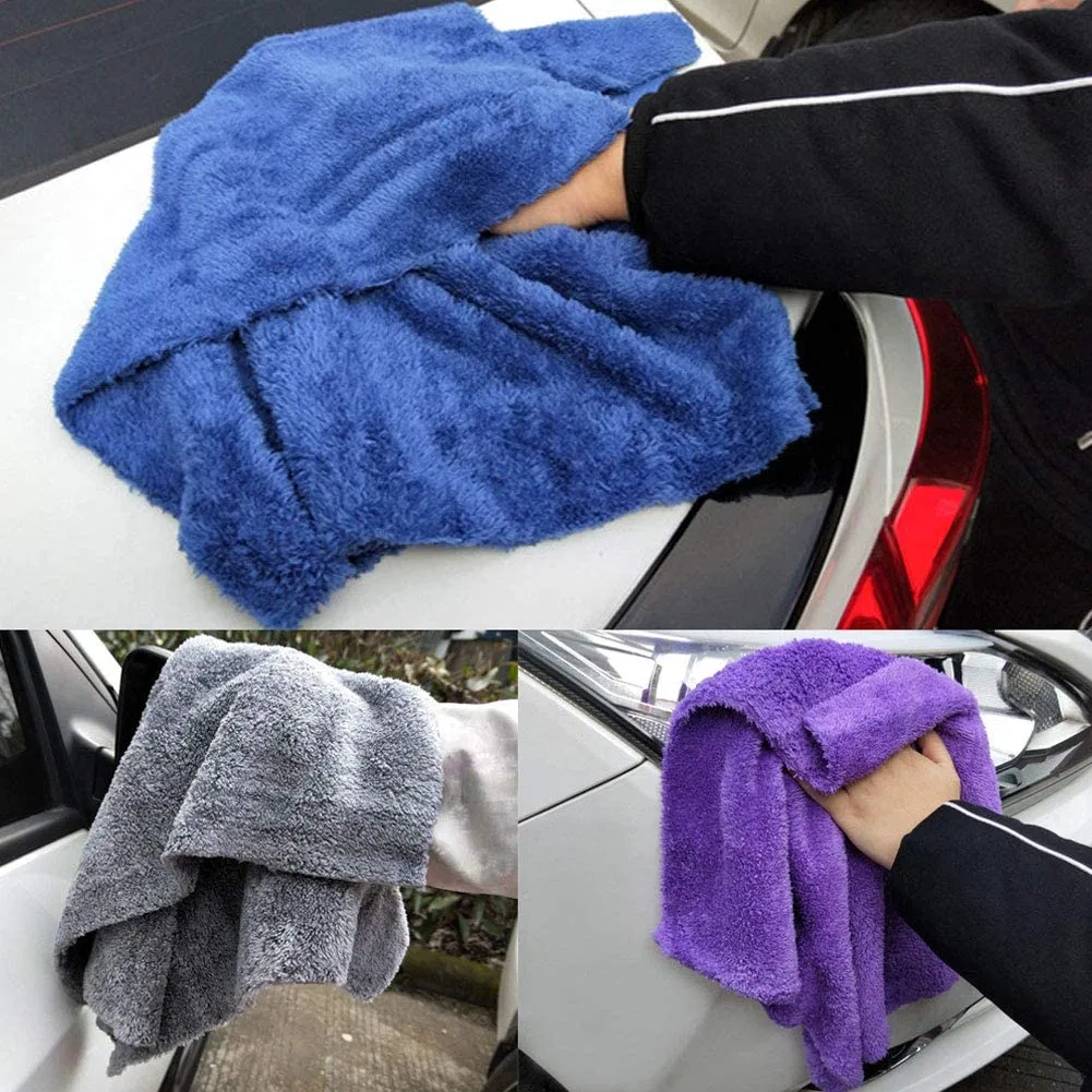 Soft 40X40cm 300GSM 400GSM 500GSM 600GSM Car Care Products Ultrasonic Cutting Edgeless Microfiber Cleaning Cloth Auto Detailing Towel for Car, Kitchen, Home