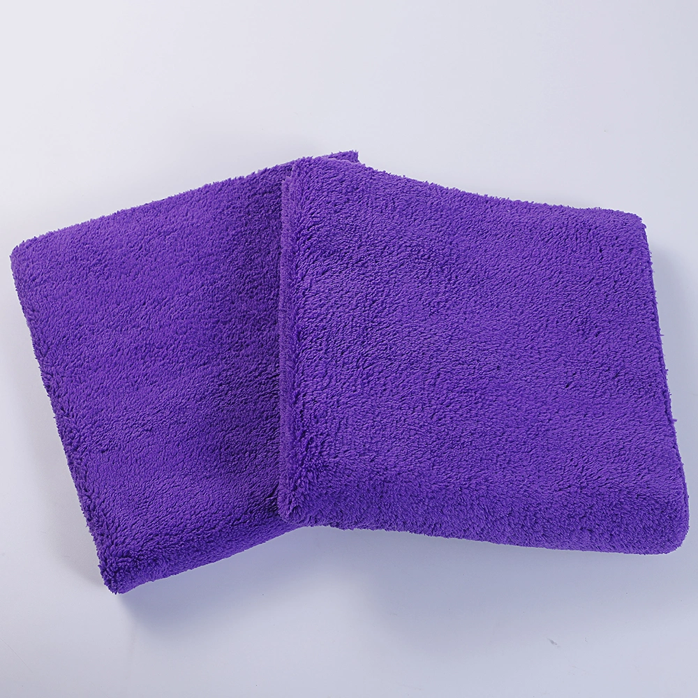 Single or Double Layer 300GSM 600GSM 1200GSM 1400GSM Coral Fleece Cleaning Cloth Plush Microfiber Car Drying Towel with Custom Embroidery Logo