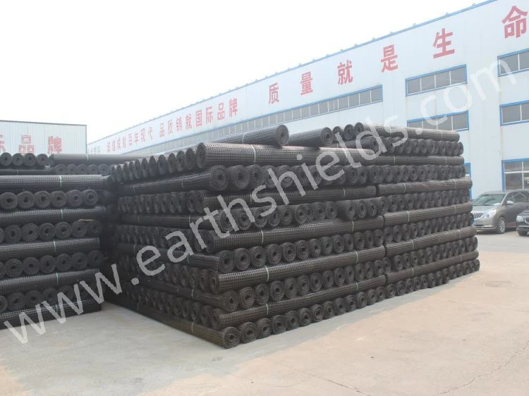 High Tensile Strength 50 Kn Black Green Plastic PP Biaxial Geogrid