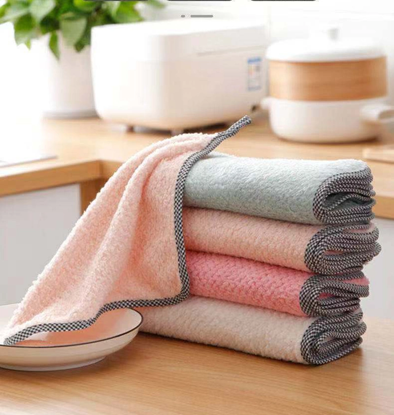 Multifunctional Super Soft Microfibre Coral Fleece Kitchen Cleaning Towel Dish Drying Cloth