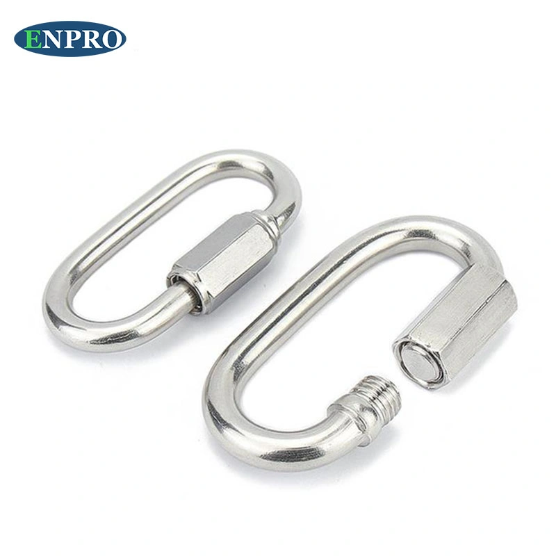 Carabiner Hook 304 Stainless Steel Oval Screwlock Quick Link Lock Ring Hook Chain Rope Connector Buckle Locked Hooks