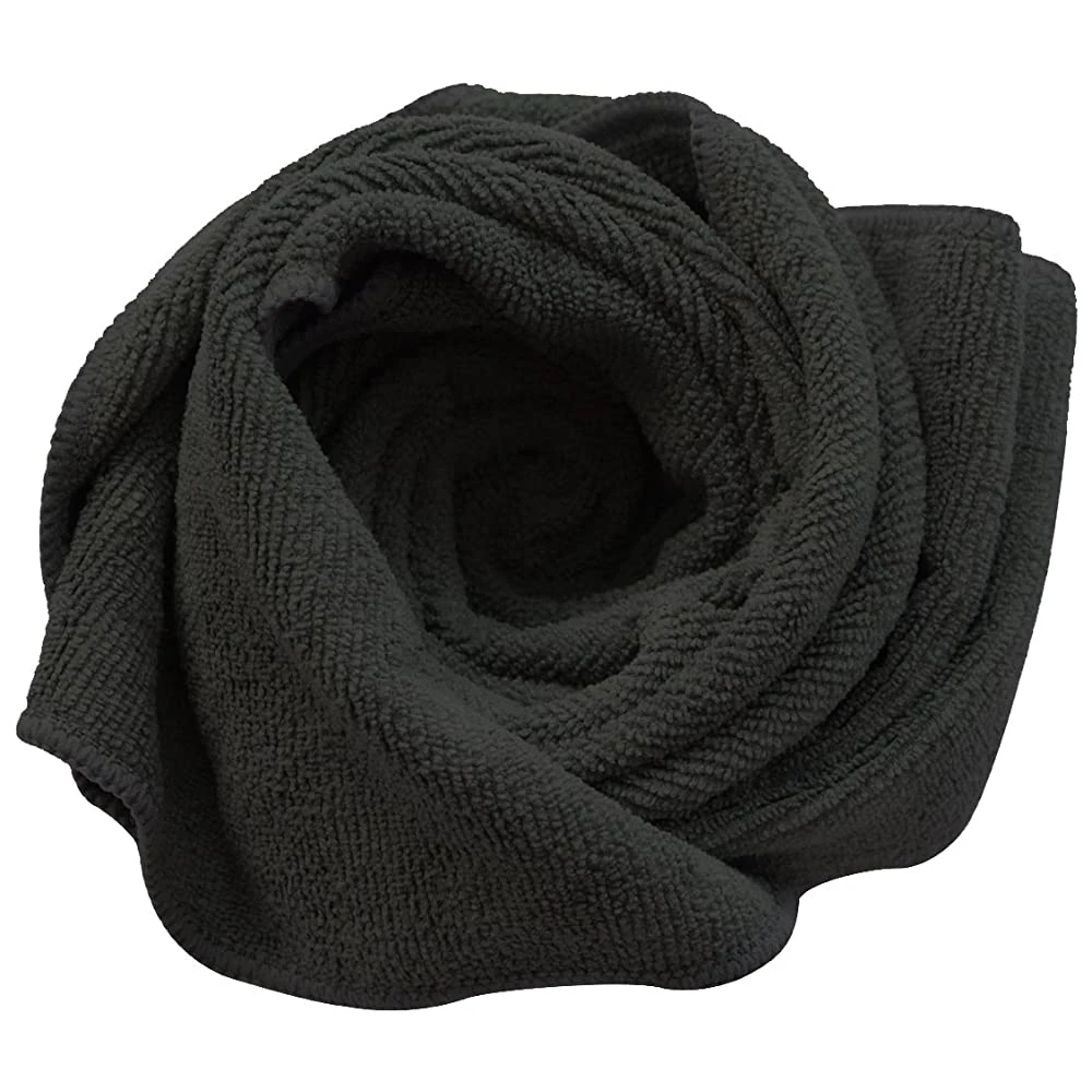 Black Color Warp Knitting Microfiber Hair Terry Salon Towel