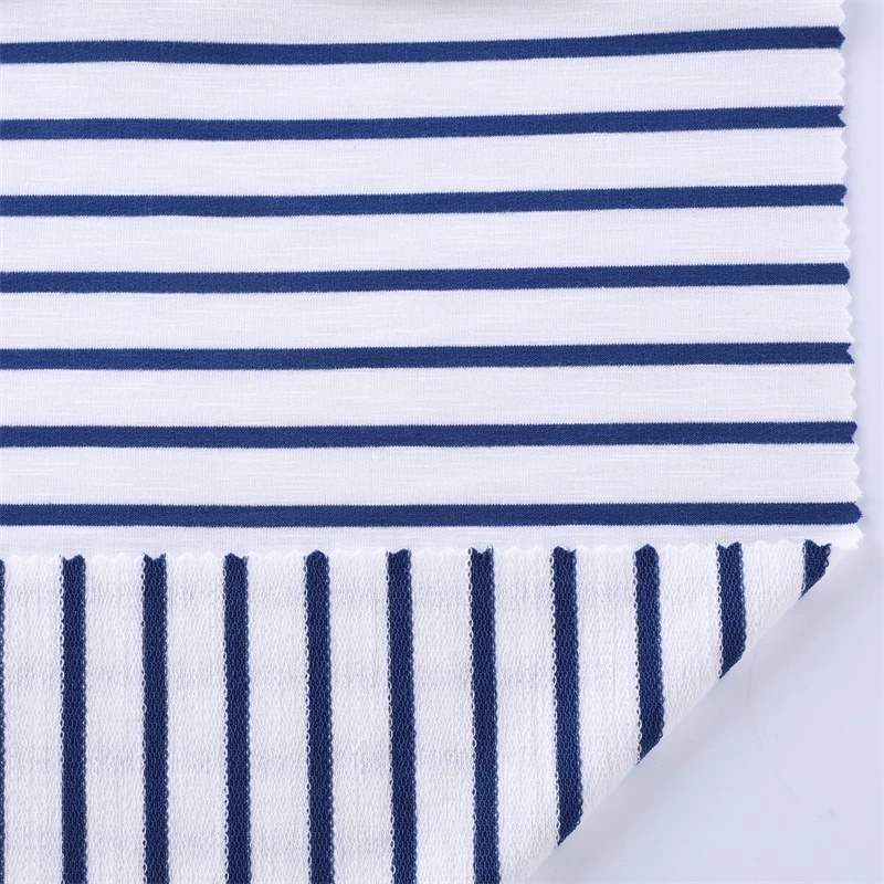 Yigao Textile Yarn Dyed Stripes Polyester Rayon Spandex Slubby Terry Knitted Fabric
