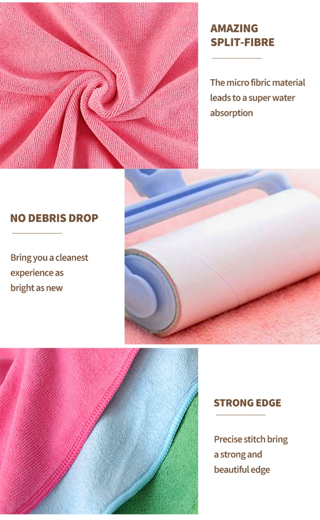 80%Polyester&20%Polyamide Microfibre Car Wash Drying Cloth Dish Kitchen Cleaning Cloth Microfiber Towel