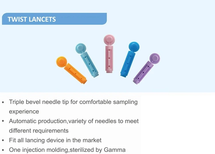 Afety Sterile Twist Type Stainless Steel Needles Blood Collection Disposable Twist Plastic Blood Lancet and Lancing Device