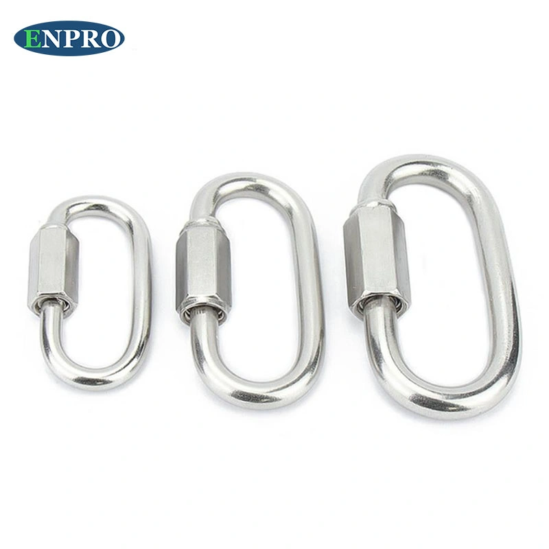 Carabiner Hook 304 Stainless Steel Oval Screwlock Quick Link Lock Ring Hook Chain Rope Connector Buckle Locked Hooks