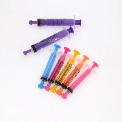  Medical Single Use Eco Friendly Colored Plunger Sterile/Non-Sterile Oral Syringe with CE/ISO