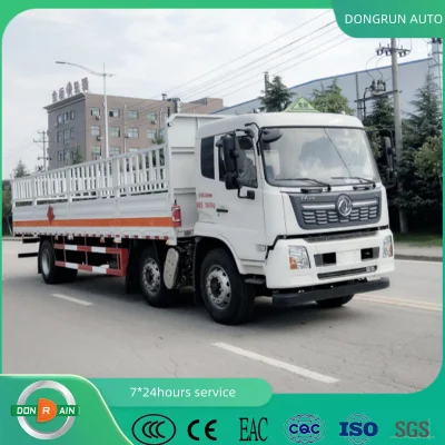  China Dongrun Manual 3 Axle 6*2 Fenced Sidedrop Truck Gas Cylinder Carrier Truck