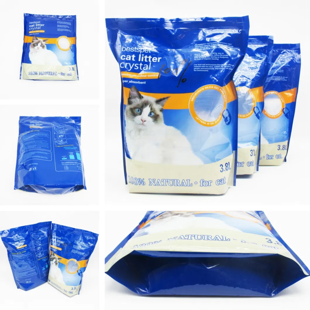 OEM 3.8L Package Brand Odor Removal Silica Gel Pearl Cat Toilet Pet Care White Transparent Silicone Blue/Green Silicone Sand Silica Litter Pet Cleaning