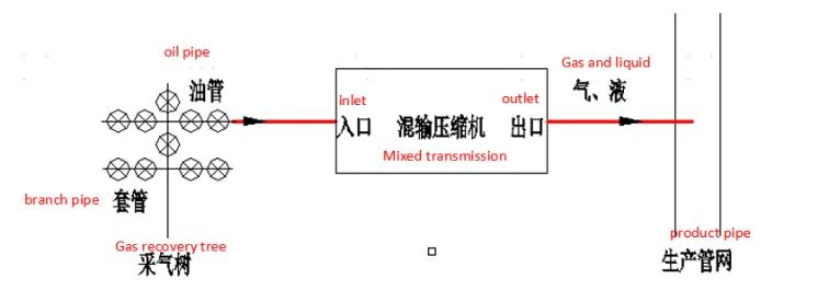 Germany Technology Low Pressure Air Compressor with Gas Liquid Mixed Transport for Natural Gas Wellhead