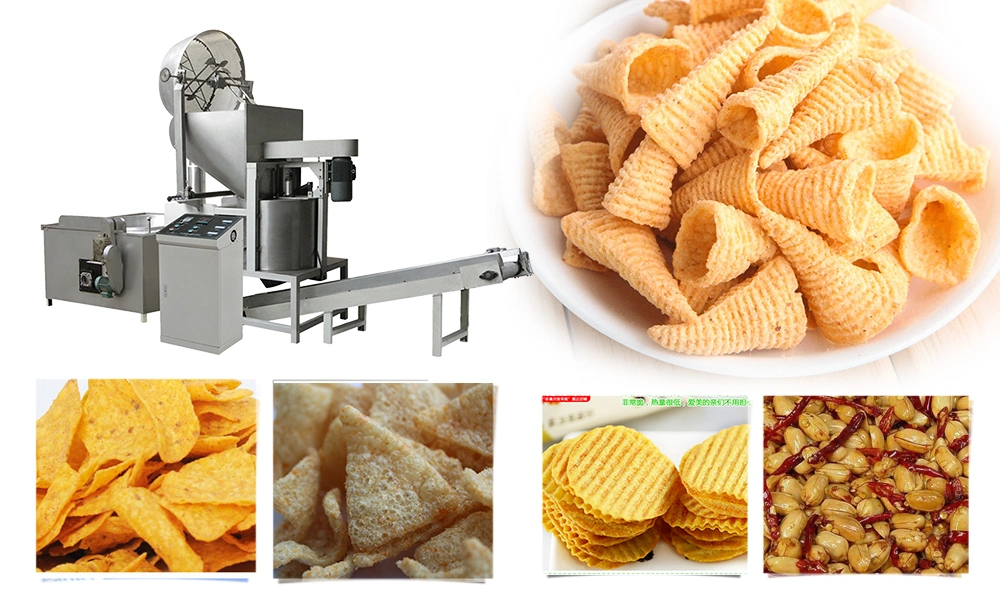 High Quality Peanut Automatic Fired Batch Fryer Machine Snack Pellet Chips Deep Gas Batch Fryer Equipment for Sale