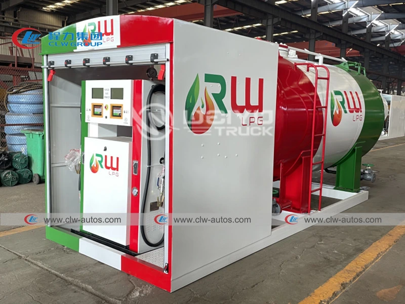 Philippines 10000liters LPG Skid Station Gas Tank Plant 5tons Liquid Gas Mounted Station with 220V Motor&Pump Dispenser