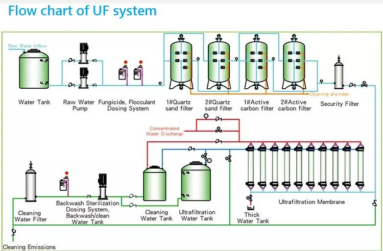 UF Water Filter System 4tph Ultra Filtration Water Treatment UF Plant for Industrial