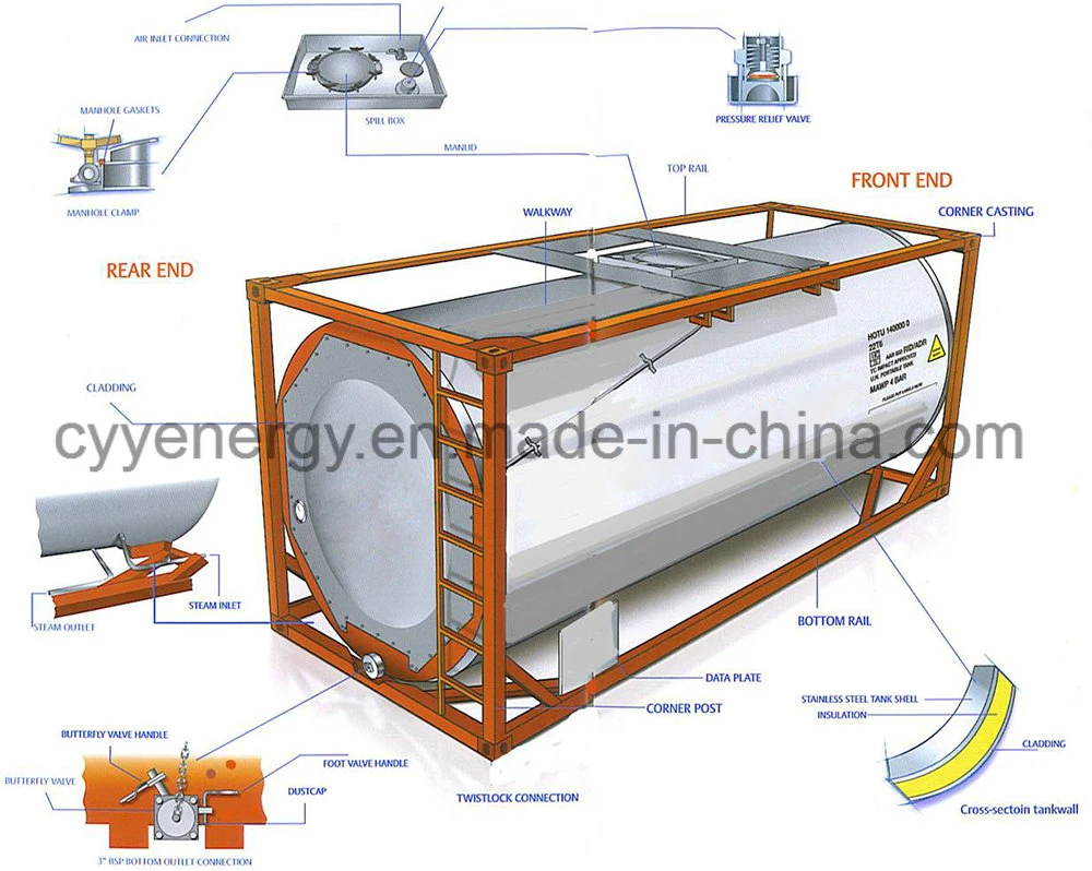 High Pressure Cryogenic Liquid Oxygen Nitrogen Imo7/T75 Tank Container