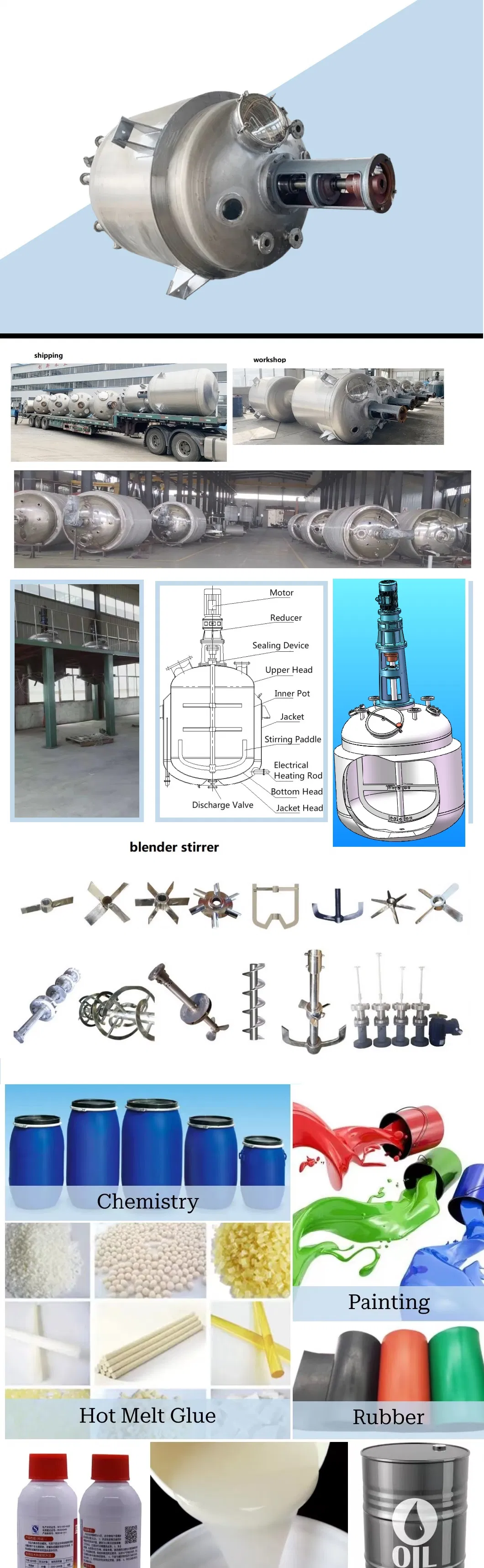 High Pressure Stainless Steel Chemical Mixing Stainless Steel Lubricant Grease Stiring Reaction Vessel