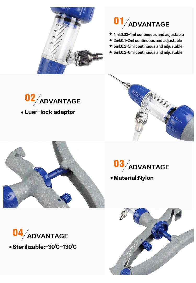 1ml 2ml 3ml 5ml 6ml Veterinary Dosing Animal Injection Syringe with Tube