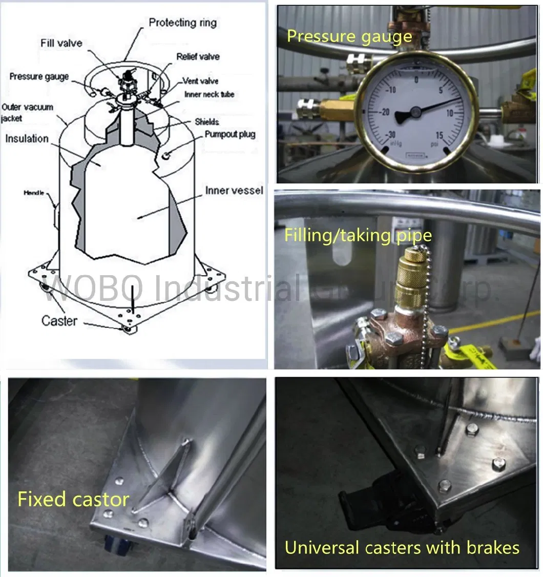 High Pressure Storage Cryogenic Liquid Helium Dewar Container