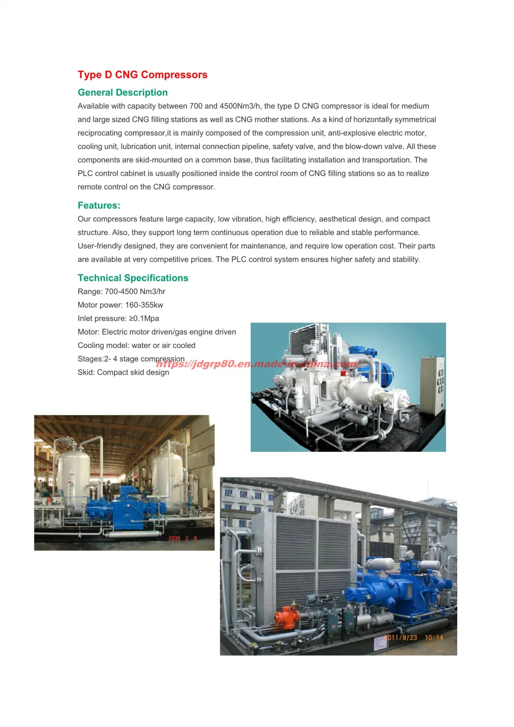 Natural Gas/Biogas Booster Gas Purification Station Mother/Daughter Compressing Station LNG/CNG/L-CNG Refueling Station