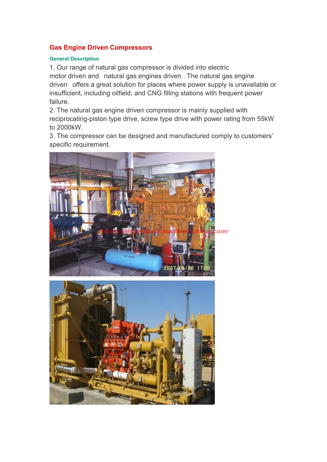 Natural Gas/Biogas Booster Gas Purification Station Mother/Daughter Compressing Station LNG/CNG/L-CNG Refueling Station