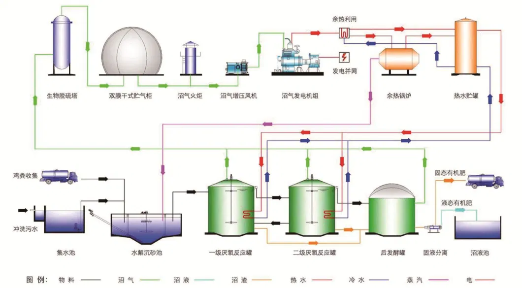 Compost Organic Fertilizer Biogas Power by Comprehensive Biogas Project