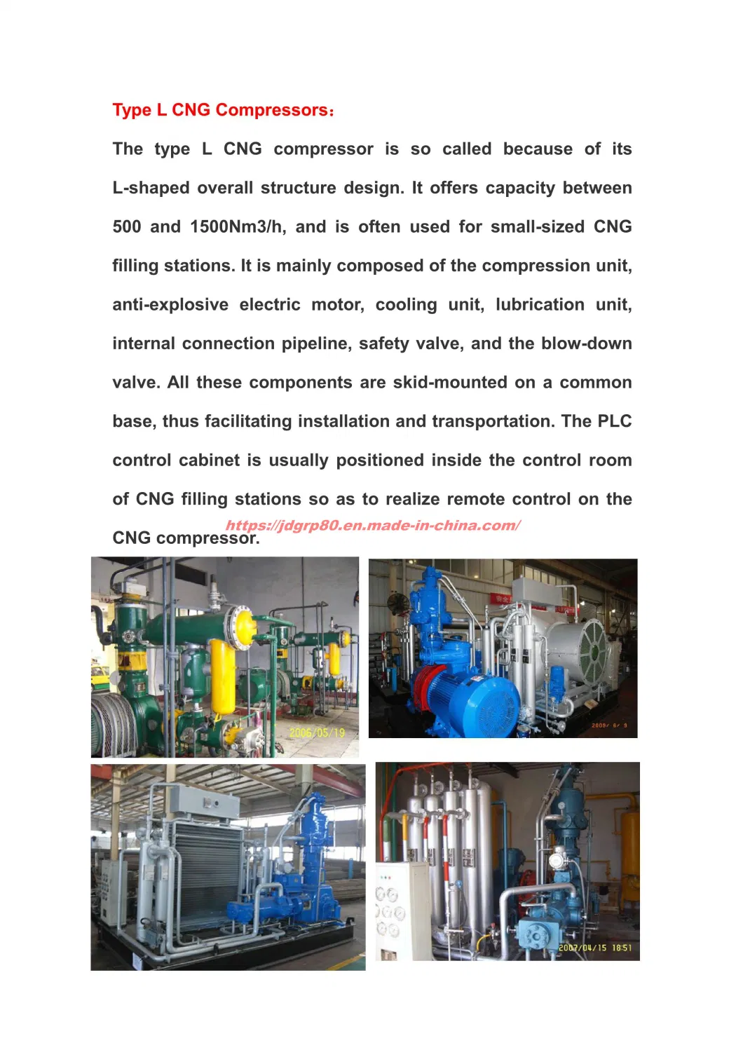 Natural Gas/Biogas Booster Gas Purification Station Mother/Daughter Compressing Station LNG/CNG/L-CNG Refueling Station