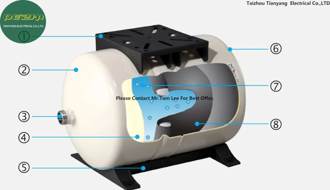 High Pressure Rubber Bladder Type Constant Pressure Water Tank Horizontal Pressure Vessel