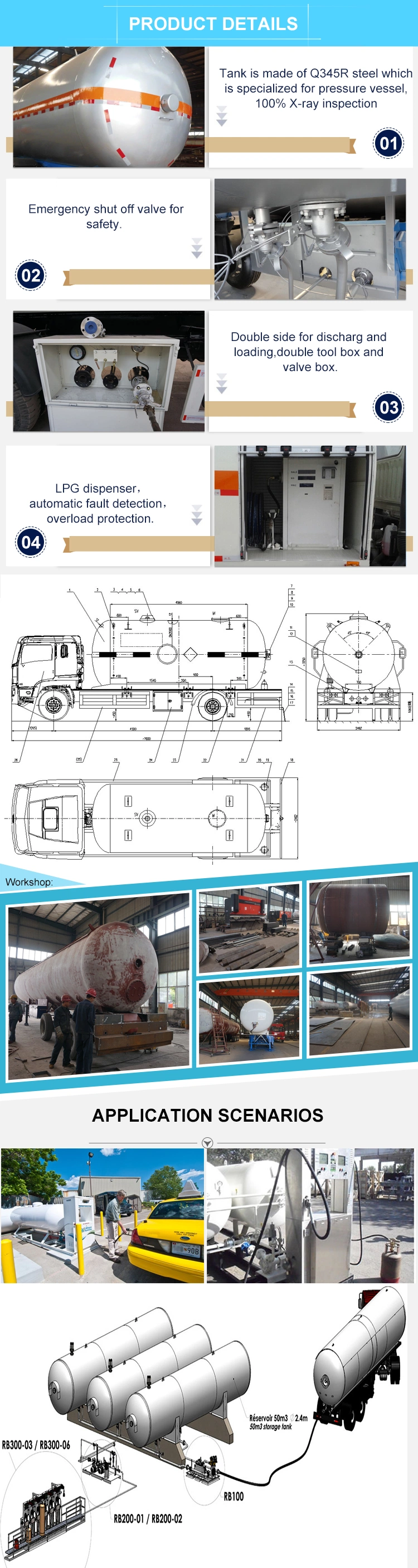 China Manufacture 45000L 42000L 40000L 36000L Gas Tanker Trailer LPG Tank Trailer