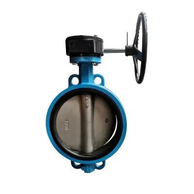 DN50 Pn16 Ductile Iron Wafer Type Worm Gear Box Operated Butterfly Valve
