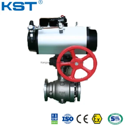 Ductile Cast Iron Cylinder Pneumatic Actuator Flanged/Thread/Sw Carbon Steel/Stainless Steel/Wcb/Lcb/CF8/CF8m/CF3m Ball Valve with Gearbox Floating Ball