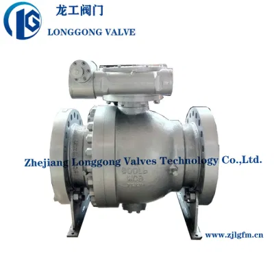 Oil Gas API6d Carbon Steel Forged Steel Stainless Steel Worm Gear Flange Trunnion Mounted Ball Valve Class 600