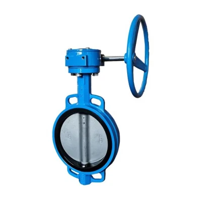 DN50 Pn16 Ductile Iron Wafer Type Worm Gear Box Operated Butterfly Valve